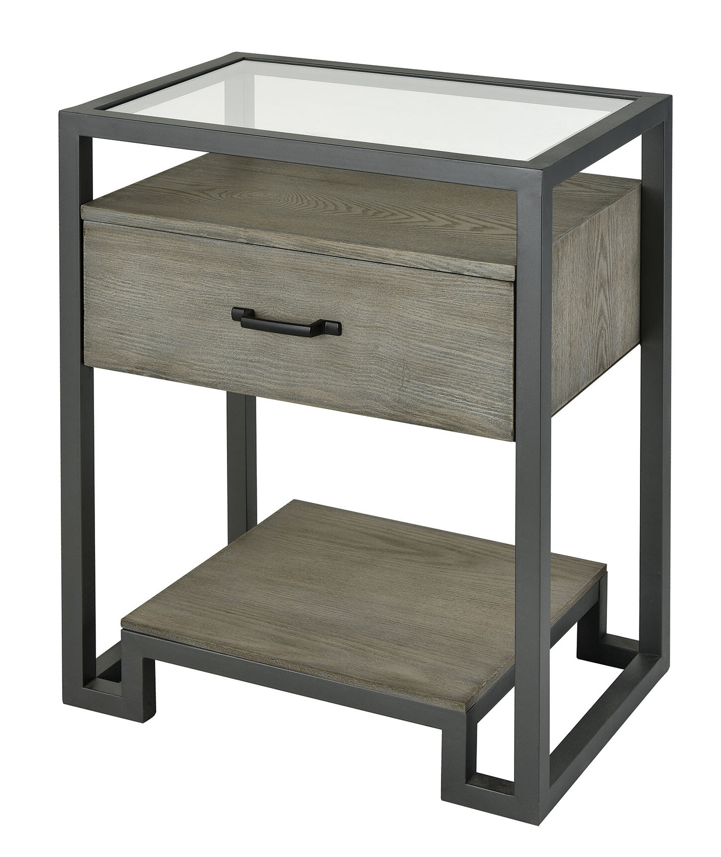 Orren Ellis Mykel Glass Top End Table with Storage | Wayfair