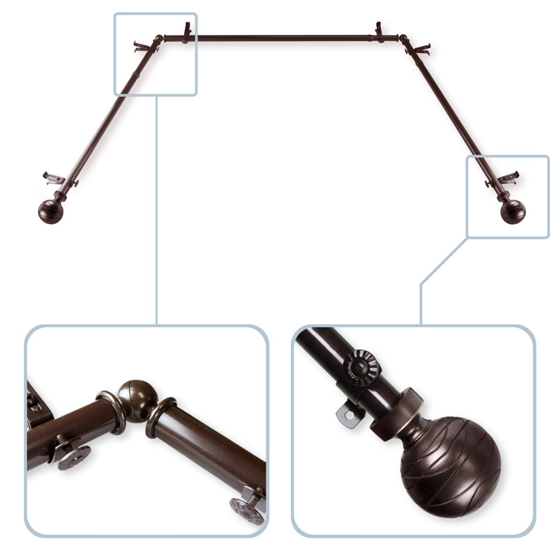 Ensemble de tringle à rideaux simple et quincaillerie pour baie vitrée Katharina, Cacao