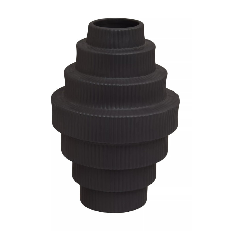 Antonietto Earthenware Table Vase, 26cm H x 18cm W x 18cm D, Black