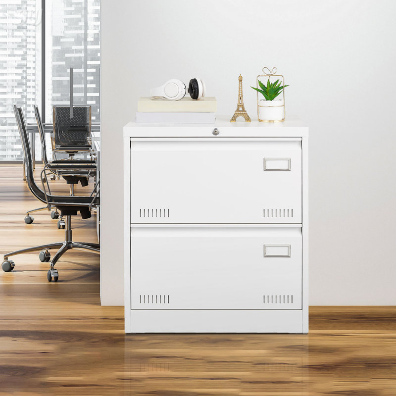 Classeur latéral durable avec serrure, rangement en métal à 3 tiroirs pour documents légaux / lettre / A4 / F4, solution de bureau compacte et sécurisée