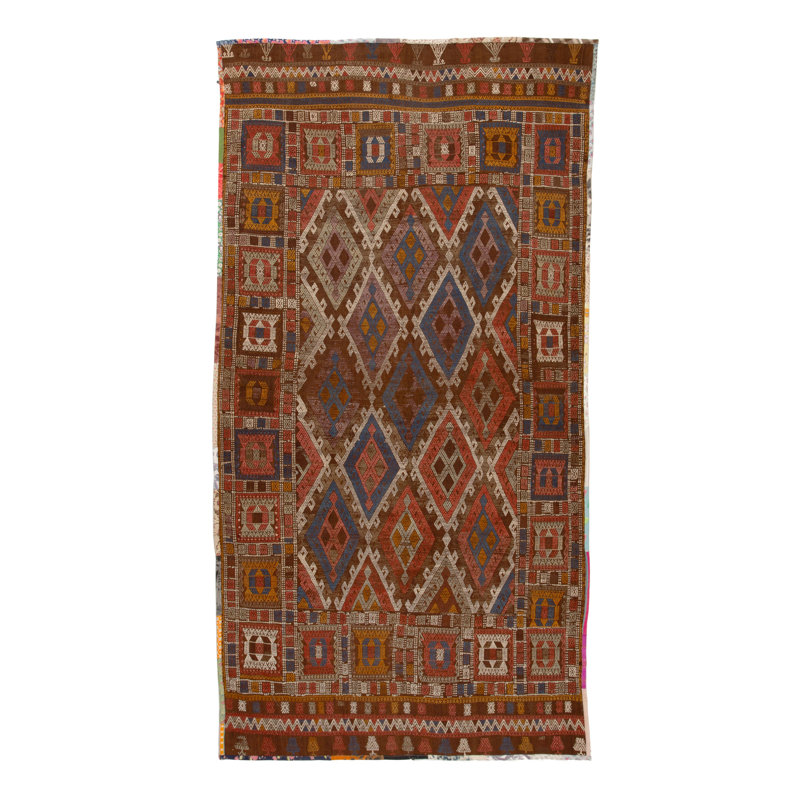 Red Vintage Flatweave Wool Turkish Kilim - 5'10"" x 11'9""