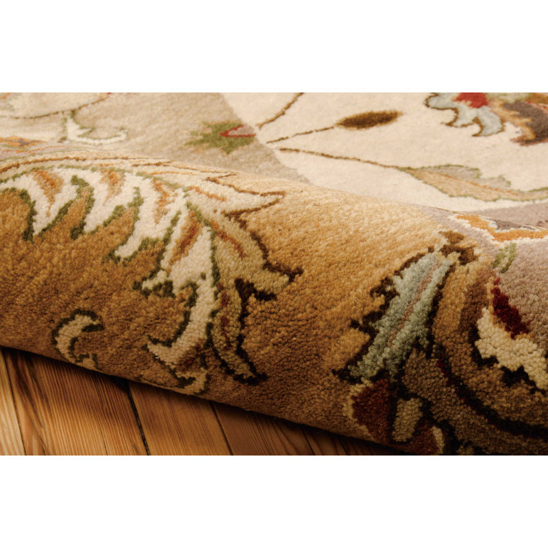 Tapis brun/vert/beige en laine touffeté à la main Philip, Rectangle 3 pi 9 po x 5 pi 9 po