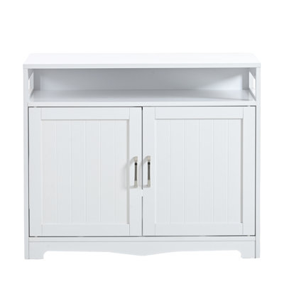 Litter Box Enclosure, Cat Litter Box Furniture With Hidden Plug, 2 Doors,Indoor Cat Washroom Storage Bench Side Table Cat House, Large Wooden Enclused Litter Box House, White
