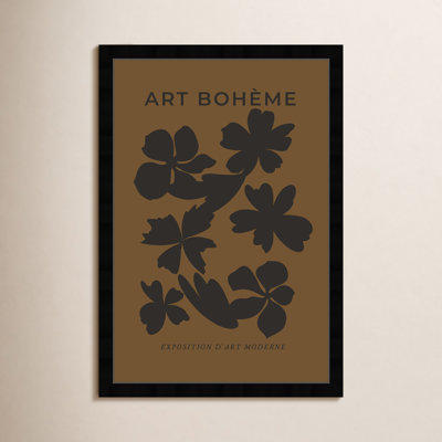 Minimal "Black and Brown Floral Pattern" Print