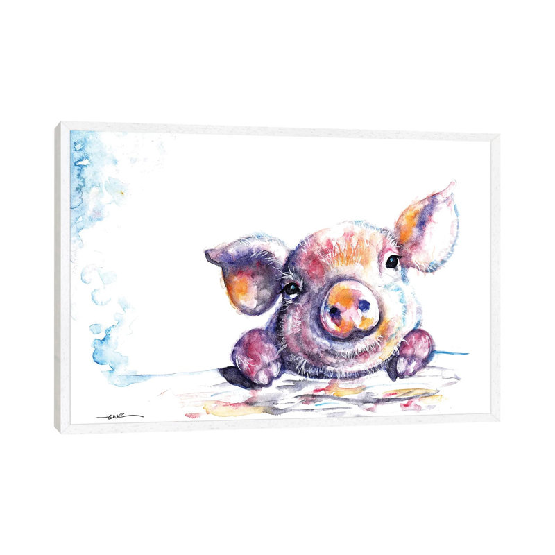This Little Piggy by BebesArts - Painting on Canvas, White Framed, 101.6 cm H x 66.04 cm W