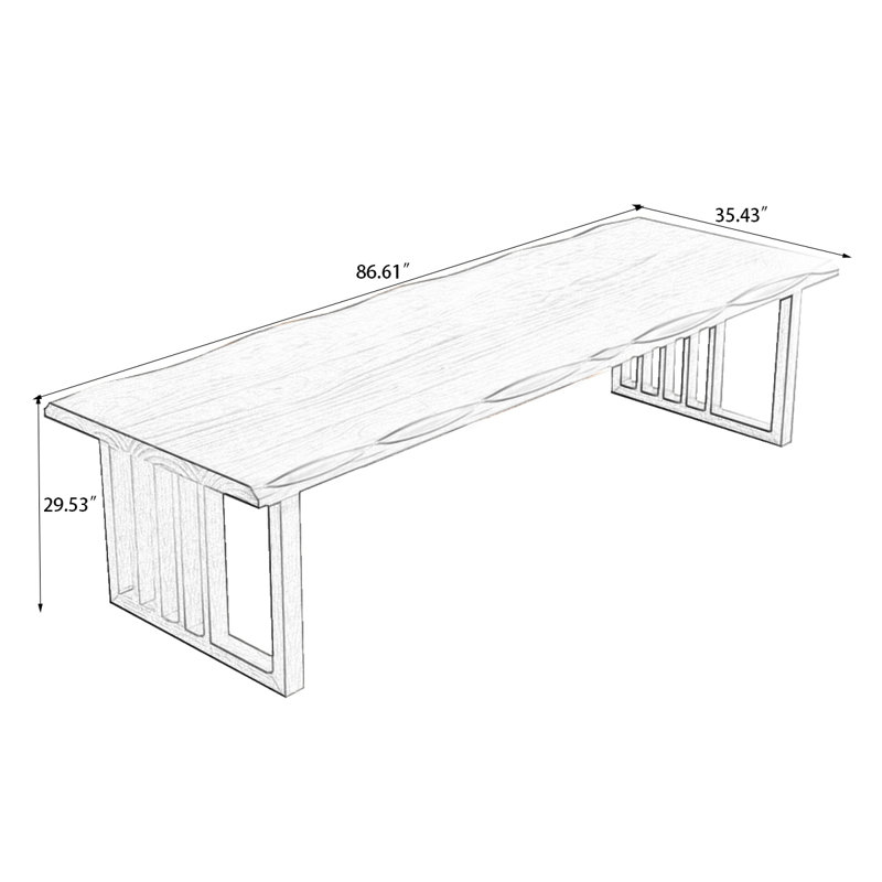 Brown Rectangular Solid Wood Dining Table, 29.53"H x 86.61"L x 35.43"W