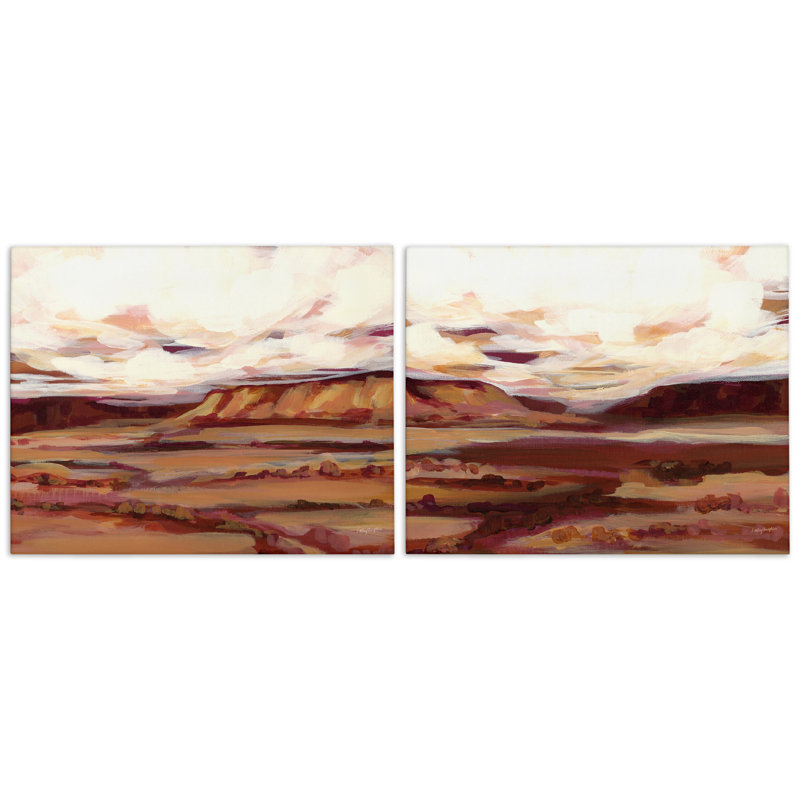 Mauve Mesa, paysage abstrait, ensemble de 2 toiles murales par Haley Knighten, H 24 po x l 30 po