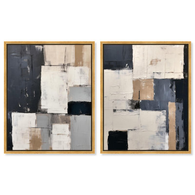Charcoal Set Canvas Set of 2 Elegant Modern Art by Art Remedy