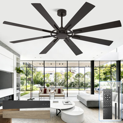 72 Inch Large Ceiling Fan, Modern 8-Blade Indoor Outdoor Fans with Remote Control, Quiet DC Motor Reversible 6 Speed Timer(Excluding bulb)