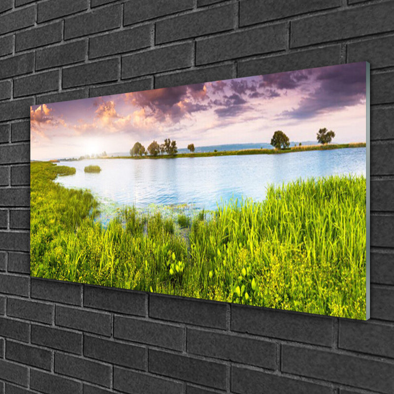 Nature Grass Lake - No Frame Print on Glass