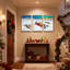 «Christmas Santa and Reindeer Snow Angel», ensemble de 3 impressions sur toile-1911722021