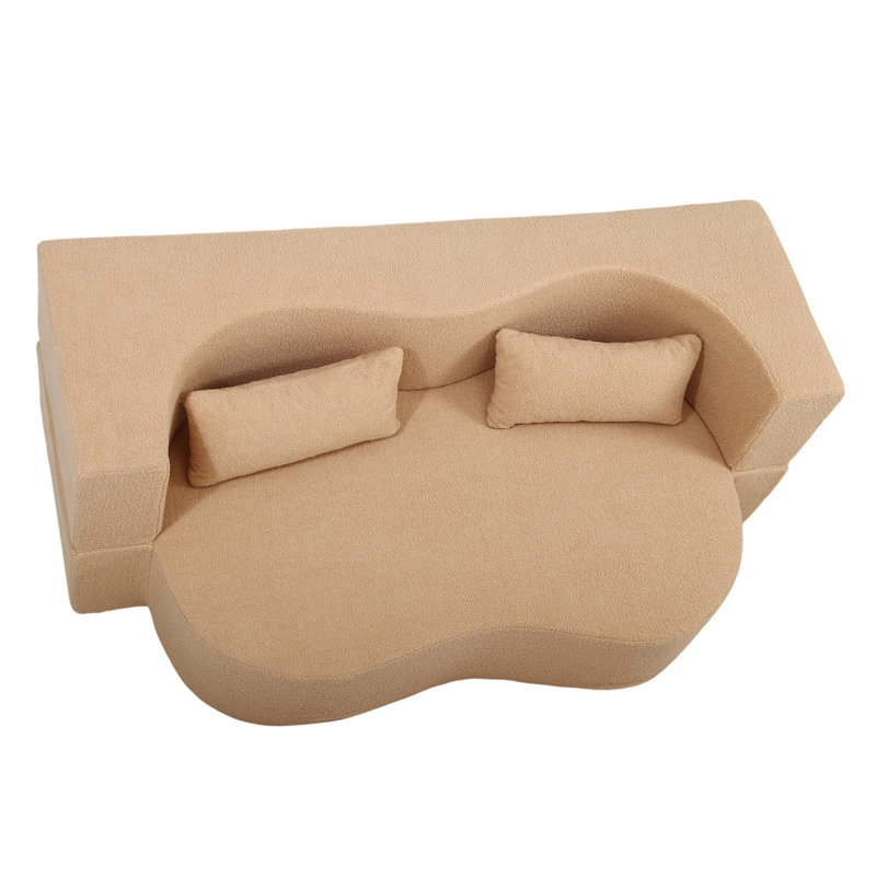 Canapé-lit double 79,5 po avec 2 coussins, Abricot