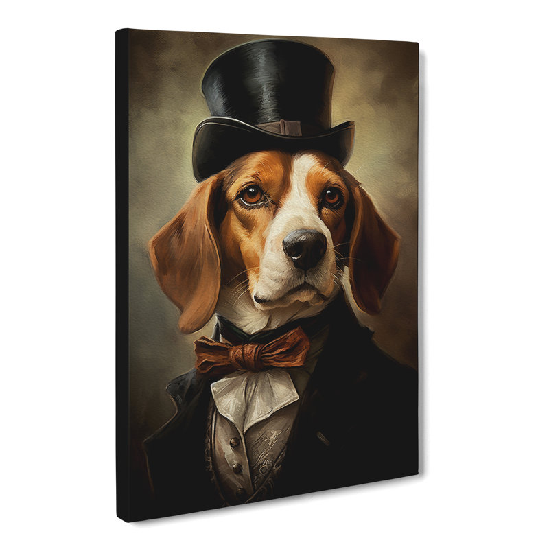 Beagle Victorian Art - Wrapped Canvas, 60cm H x 40cm W x 3cm D