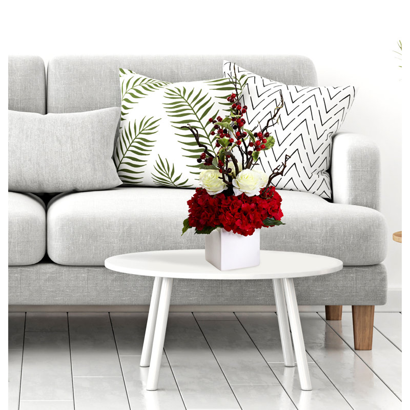 Arrangement floral hortensia des Fêtes dans un vase