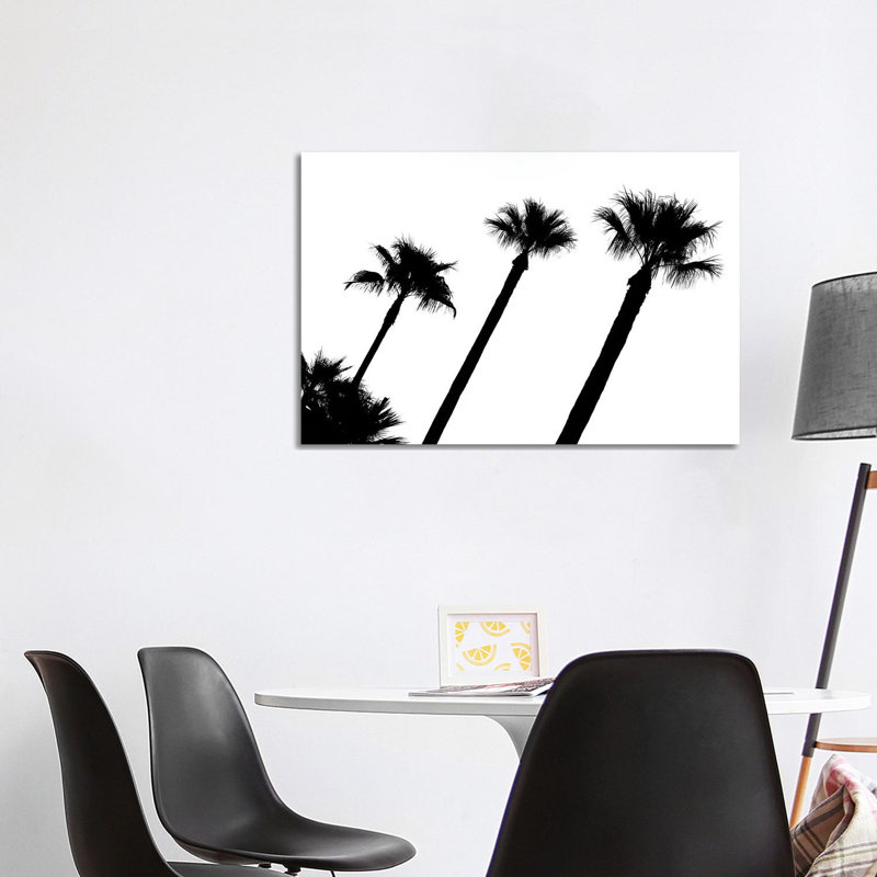 Black California Series - Three Palm Trees 1 Piece Wrapped Canvas Wall Art, 101.6 cm H x 66.04 cm W x 3.175 cm D