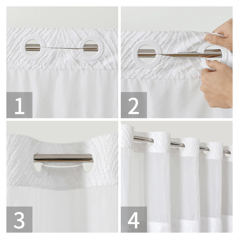 Ensemble de rideau de douche Stall no Hook, Blanc pur, H 74 po x l 71 po