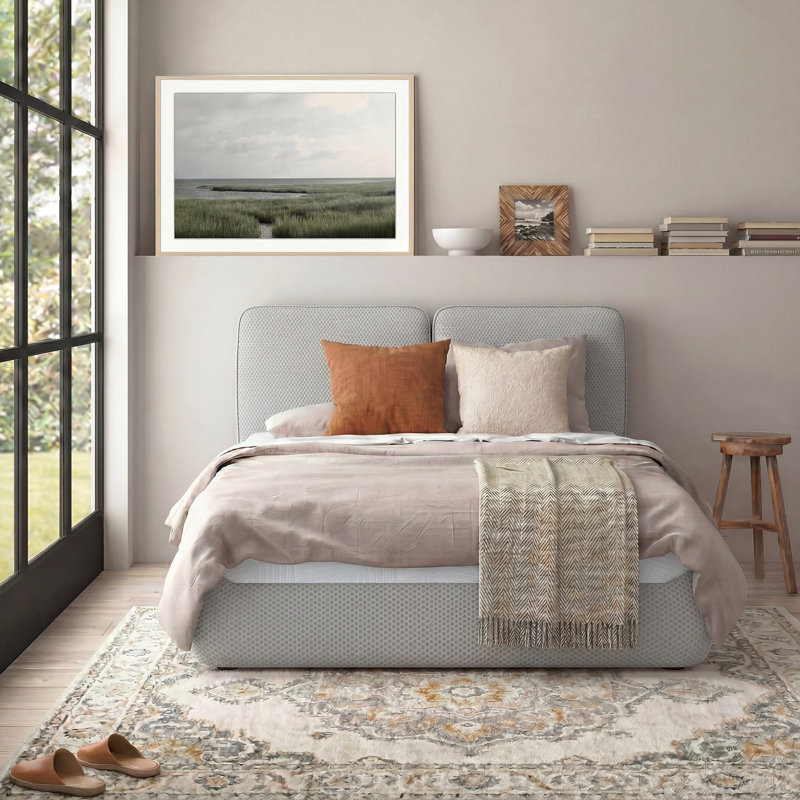Lit sans assemblage Anesis Upholstery, Gris clair