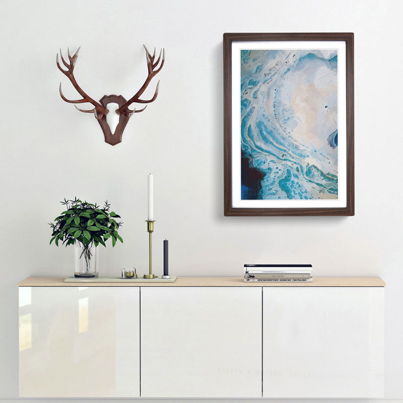Togetherness Abstract Art - Picture Frame Graphic Art Print, 60cm H x 40cm W x 2cm D, Walnut