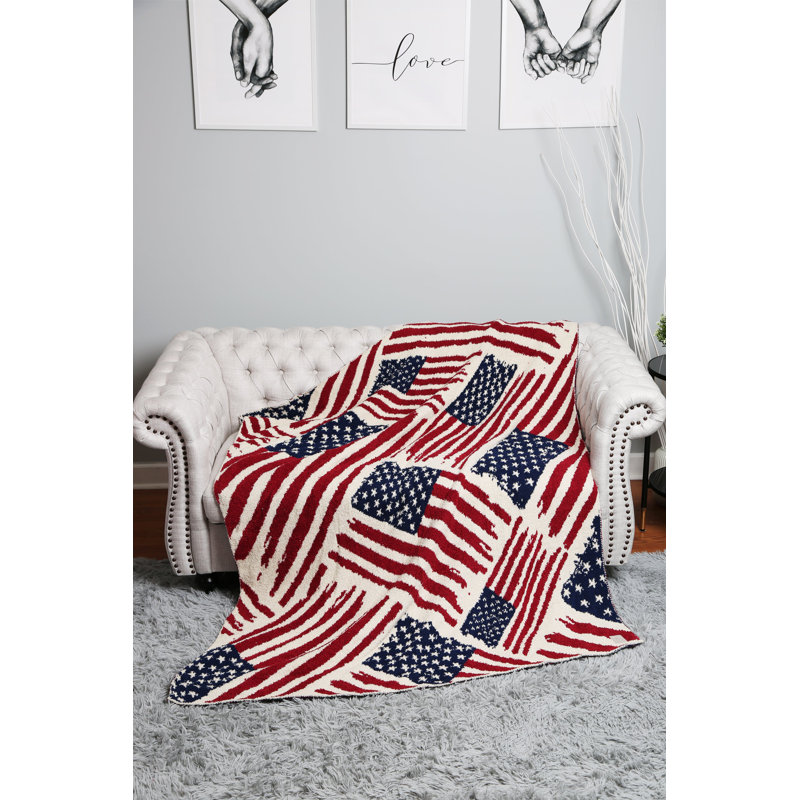 Jeté de luxe à motif de drapeau américain - Rouge / bleu marine