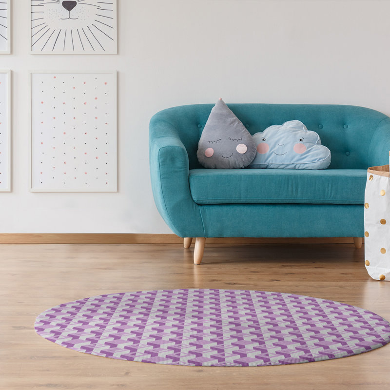 Chenille Geometric Indoor Rug, Round 5'