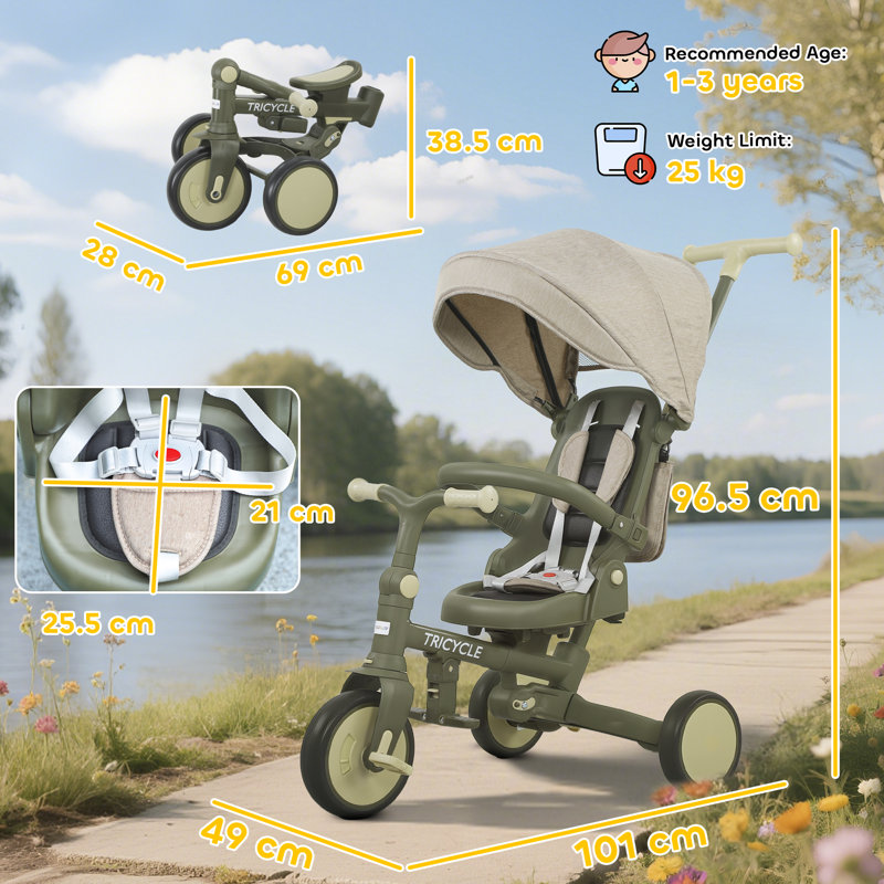 Zoomie Kids Push/Pull Ride On, Green
