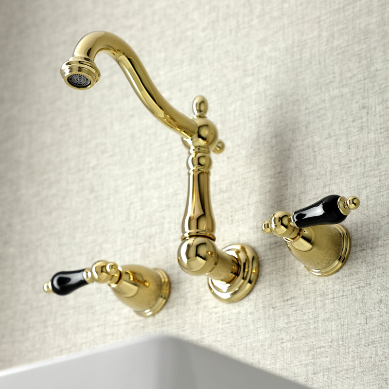 Kingston Brass Duchess Two-Handle Wall Mount Bathroom Faucet, Polished Brass