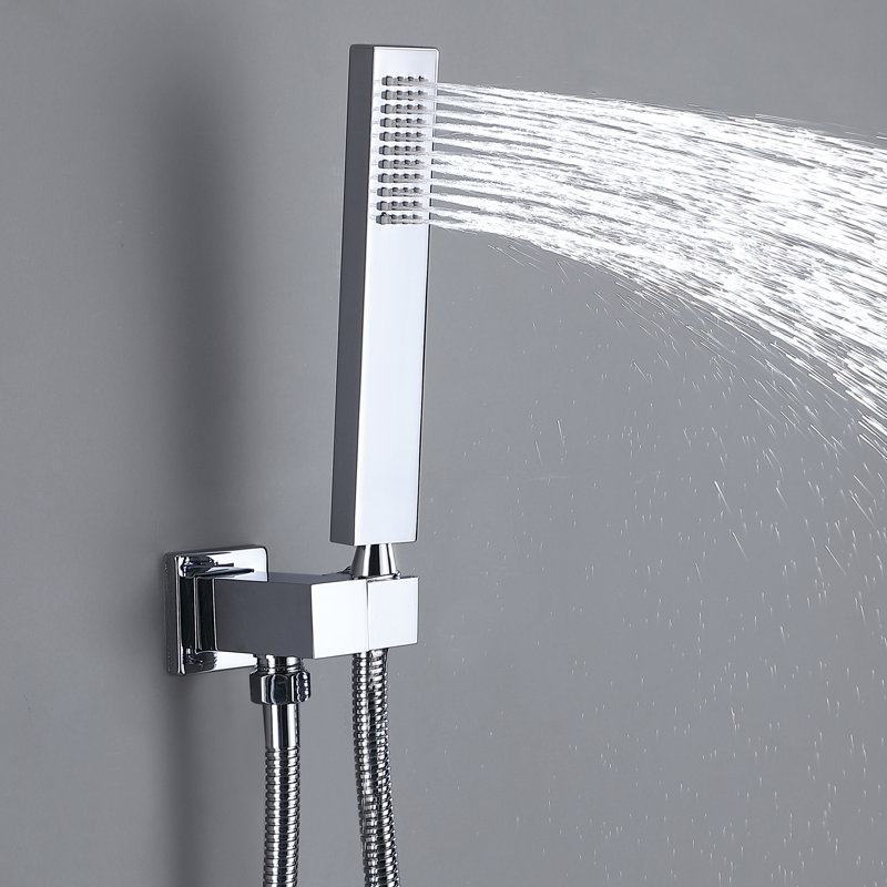 Ensemble de mélangeur de douche à affichage à température 21,65 * 9,06 ", pomme de douche à deux réglages en laiton et douche à main avec valve brute