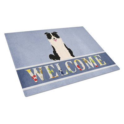 Planche à découper en verre à collies en verre trésors caroline Welcome Dog