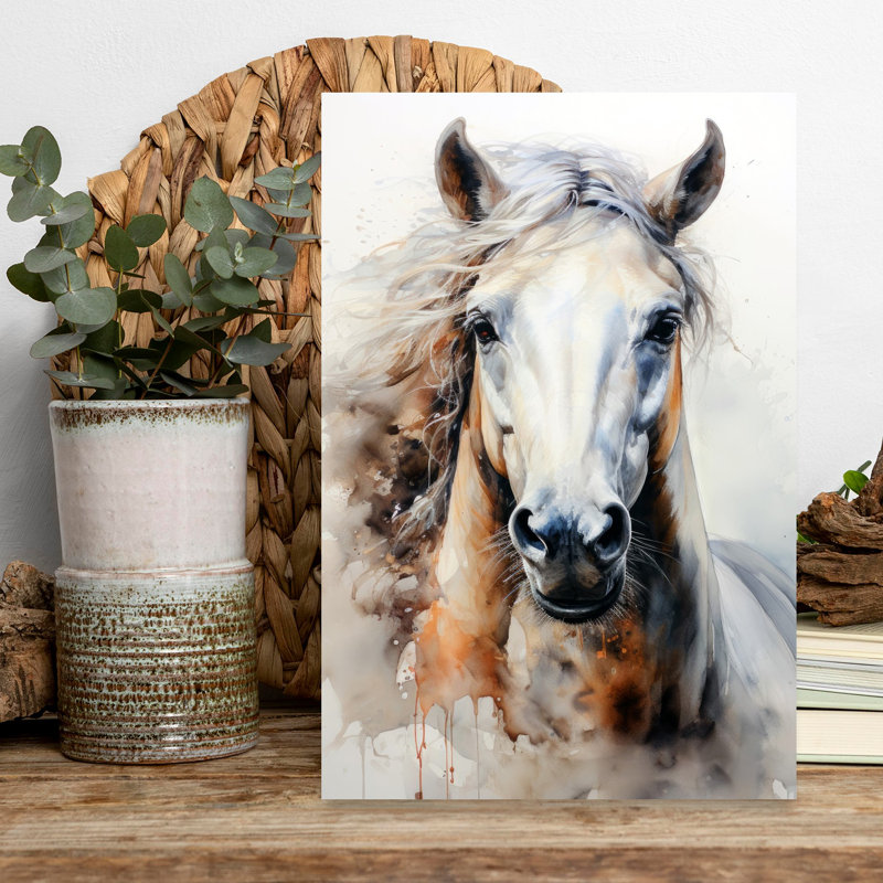 Art mural majestueux, cheval éthéré contemporain contemporain, 18" H x 12" W