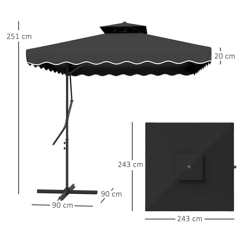 243cm Cantilever Parasol, Black