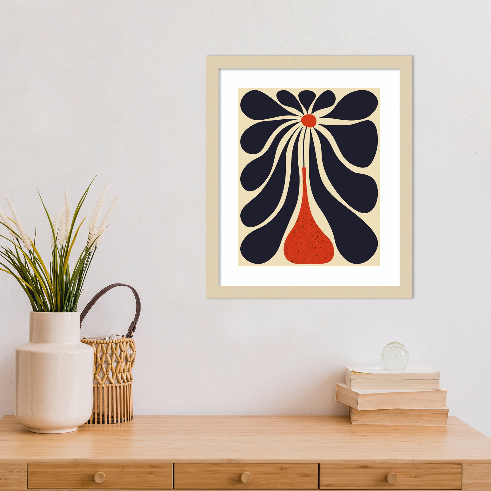Lazy Flower Print by Alisa Galitsyna, Brown Framed, 17" H x 15" W