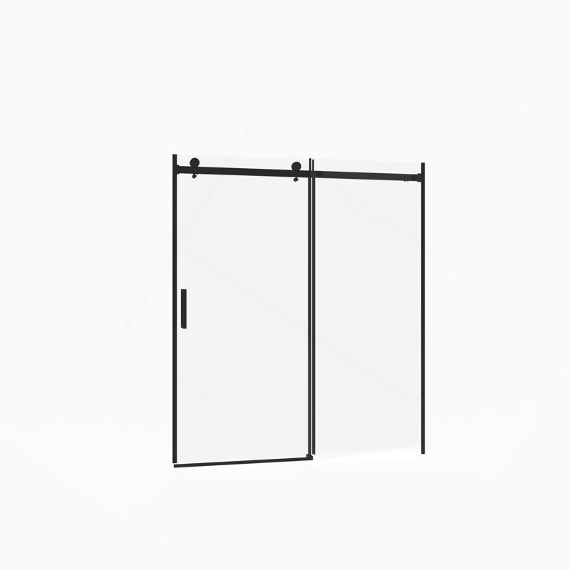 Frameless Sliding Shower Door,5/16" (8Mm) Thick SGCC Tempered Clear Glass,Double Side Easy Clean Coat, Matt Black