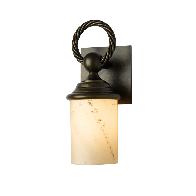 Cavo Outdoor Sconce, Coastal Natural Iron, Opal White