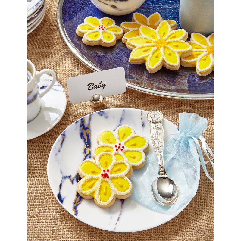 Marble Azure Bone China Salad/Dessert Plate