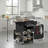 Black Farmhouse-Style Kitchen Island With Folding Tabletop, Storage Drawers, Open Side Shelf, Towel Rack, Lockable Wheels, And Rolling Trolley.-802473171