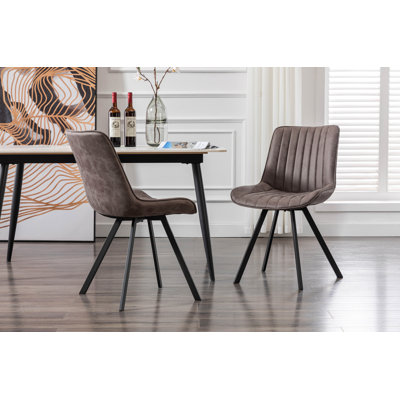 Vue Dining Chairs Set Of 2, Microfiber And Metal Legs by Corrigan Studio