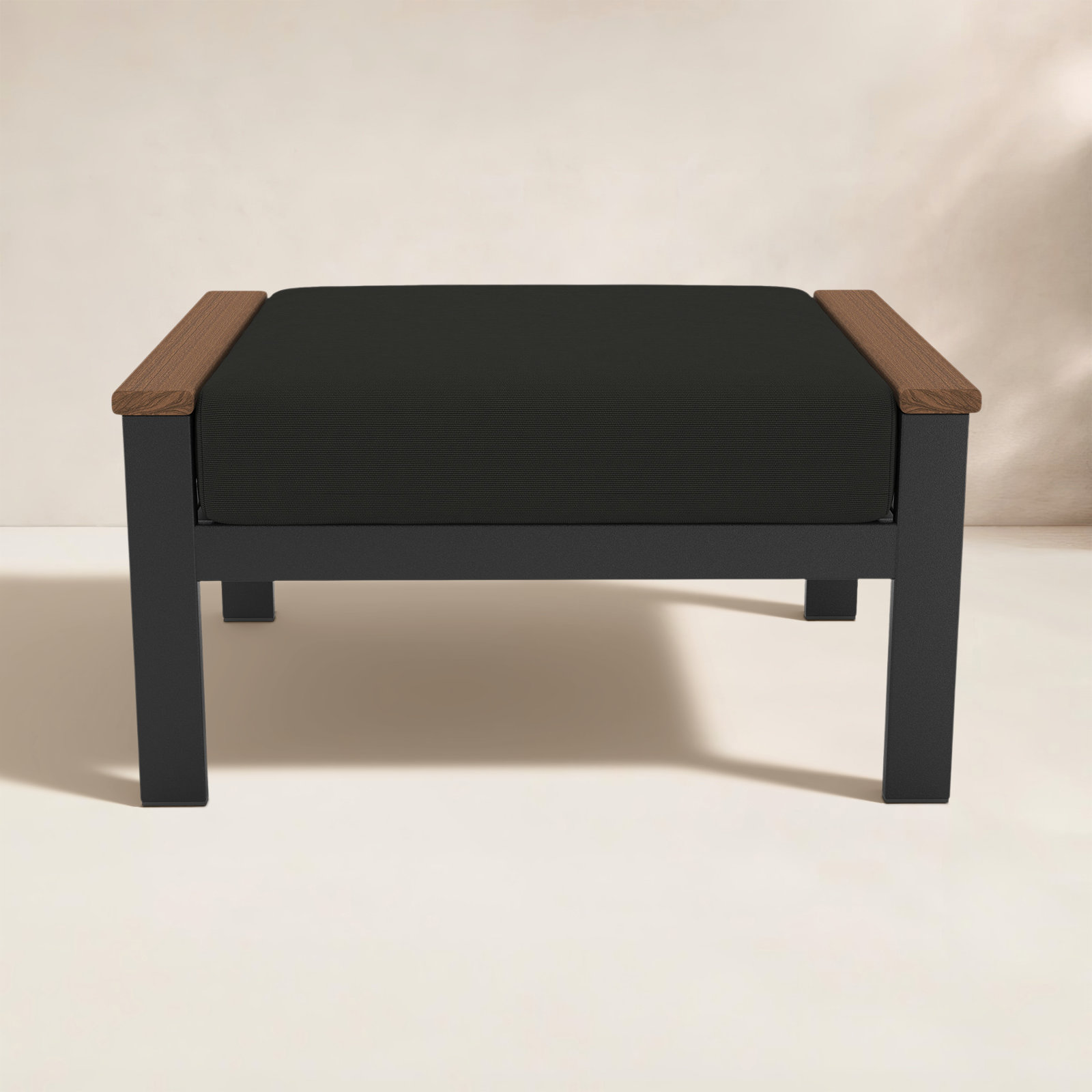 Townsend Sunbrella® Patio Ottoman, Canvas Black Sunbrella® Canvas, Yes, Brown