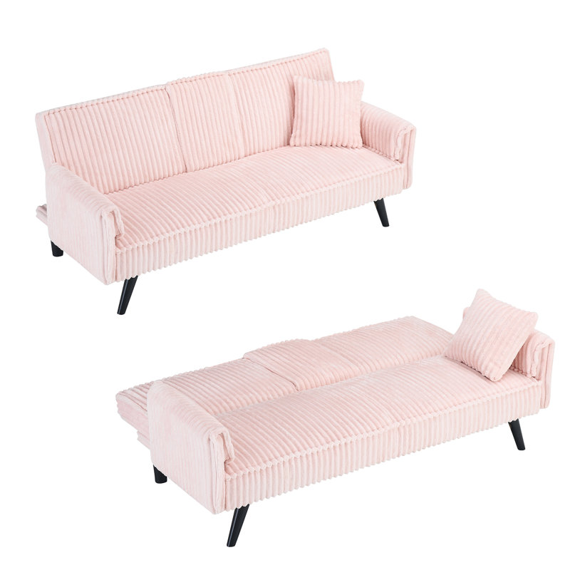 Canapé contemporain en velours côtelé avec dossier réglable et porte-gobelets cachés - parfait pour les salons et les chambres