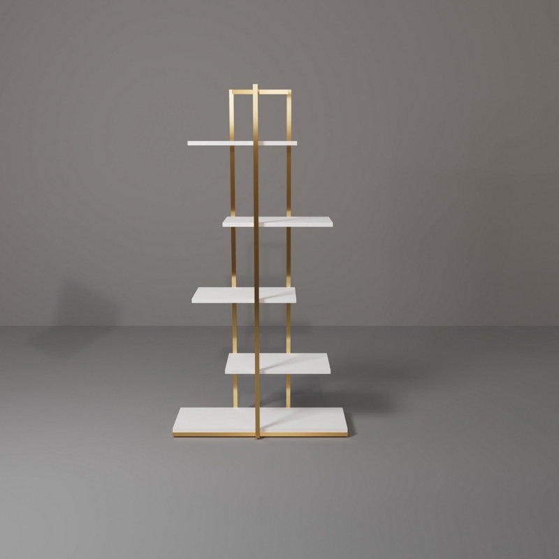 Aliona 80cm W Metal Shelving Unit, White/Gold