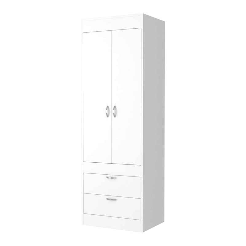 Armoire 2 tiroirs pour chambre à coucher, Blanc