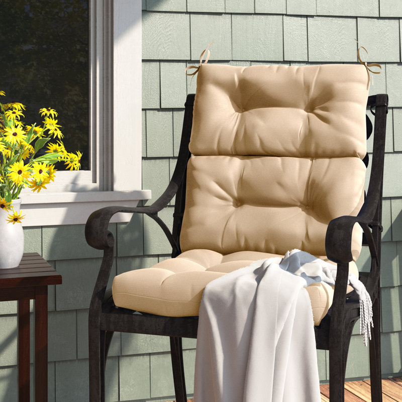 Coussin de chaise d'extérieur à dossier haut Lester, En jean, 1