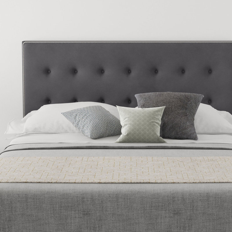 Wem Upholstered Headboard, Kingsize (5'), Velvet Steel