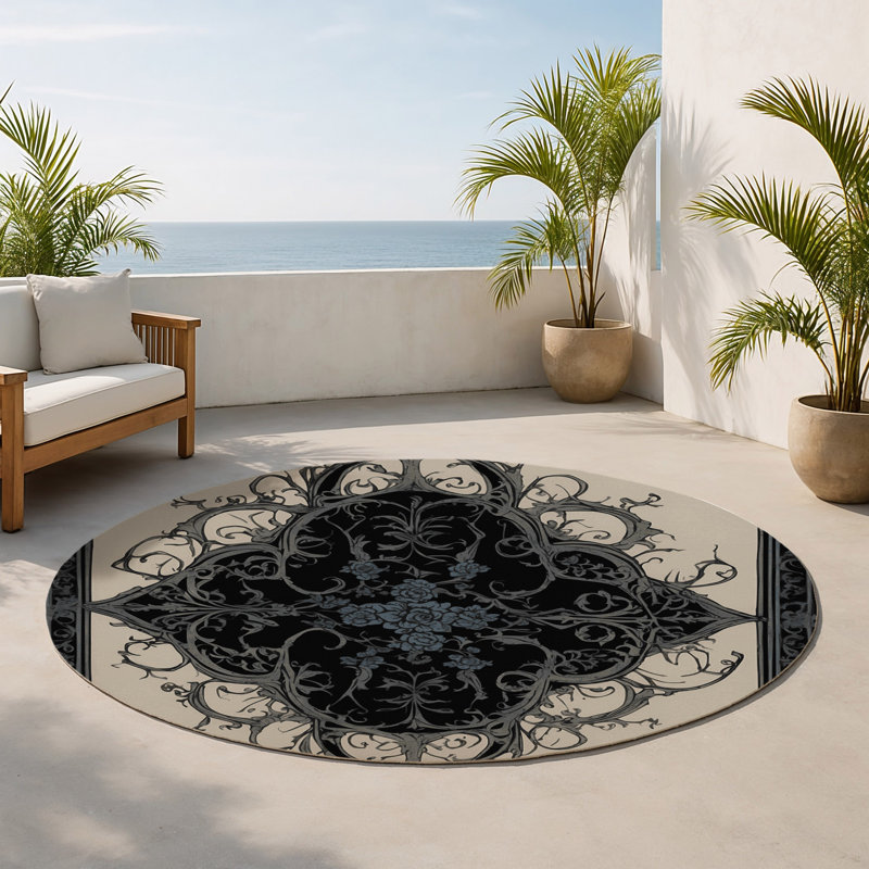 Tapis intérieur et extérieur Enchanted Grace, Rond 5 pi