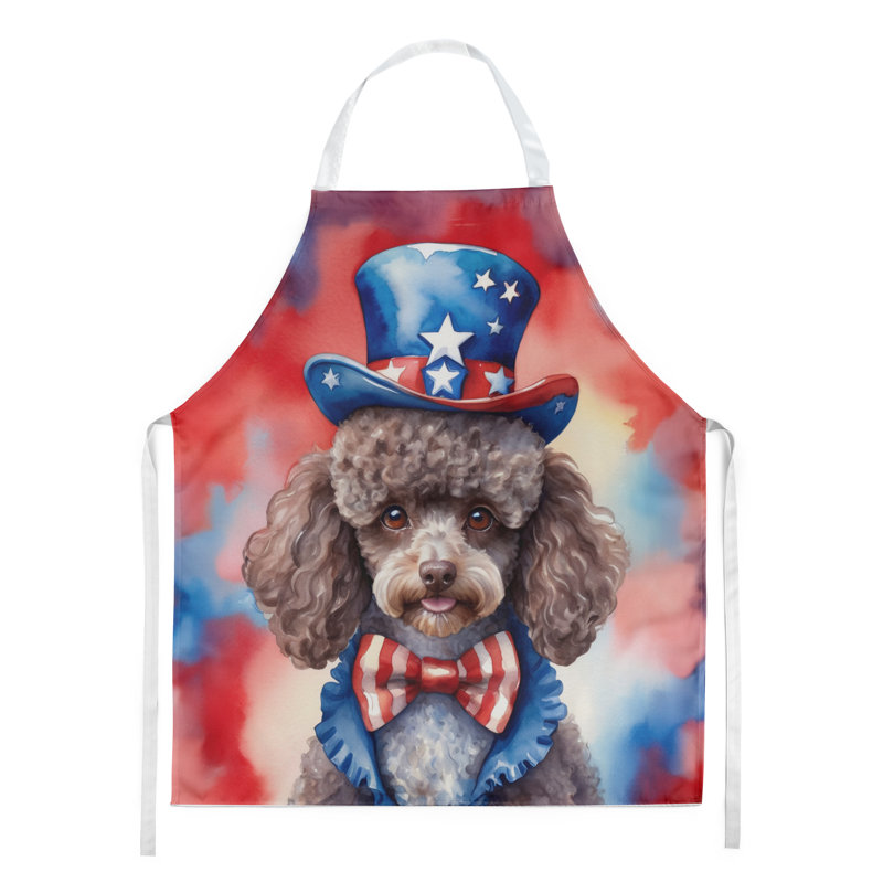 Patriotic American Apron, Light Brown Poodle