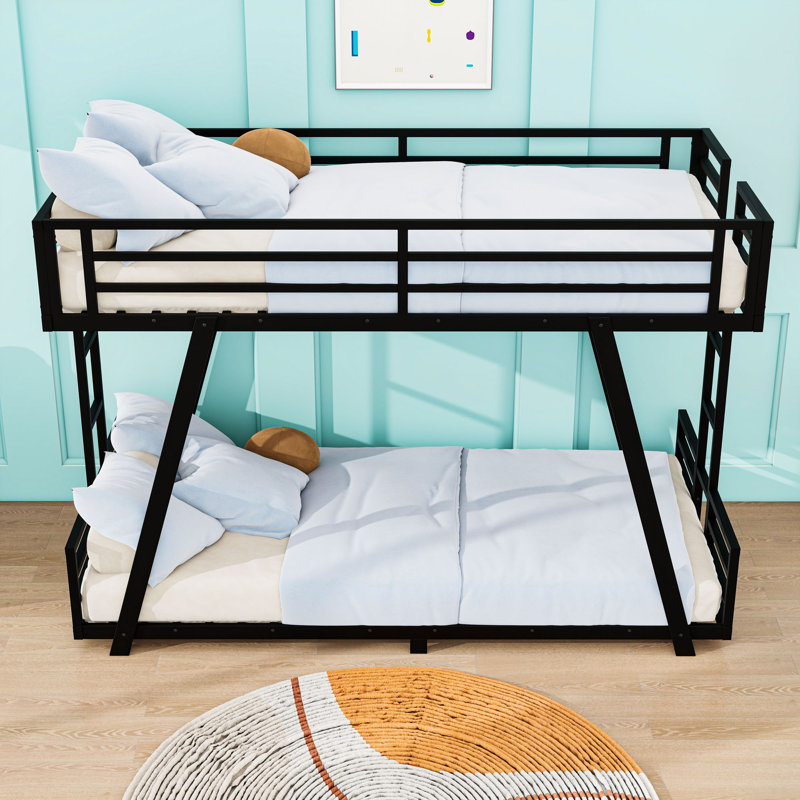 Metal Bunk Bed with Dual Ladders, Twin XL Over Twin XL