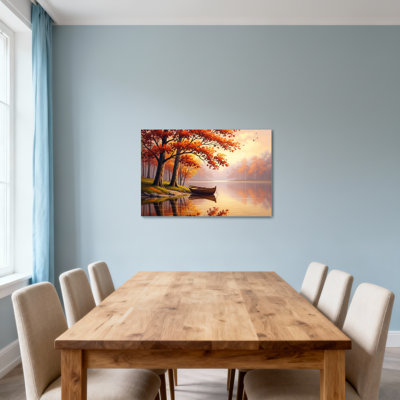 Paysage et nature Arbres d'automne Lac Bateau Reflet Coucher de soleil Couleurs Nature Paix