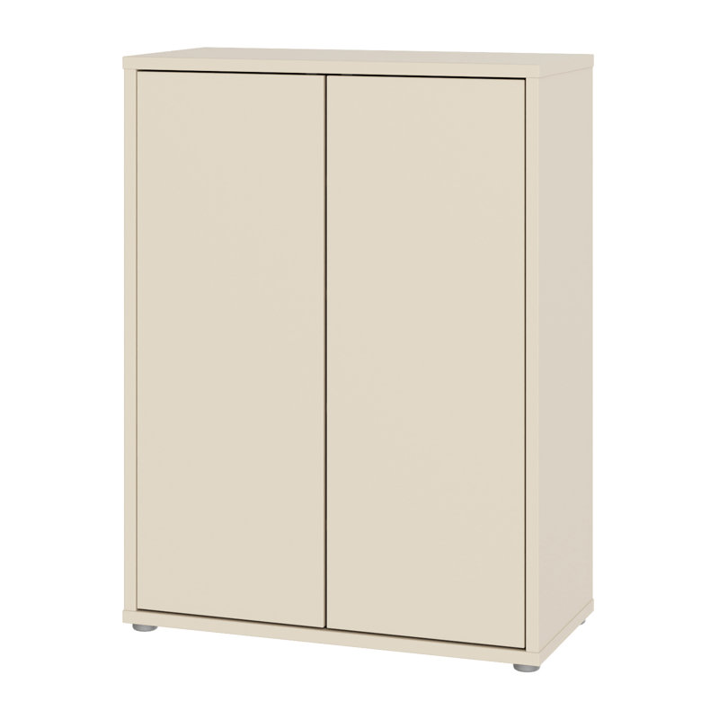Modern 2-door shoe cabinet, engineered wood, 74.5 cm W x 99.1 cm H x 34.9 cm D, Beige