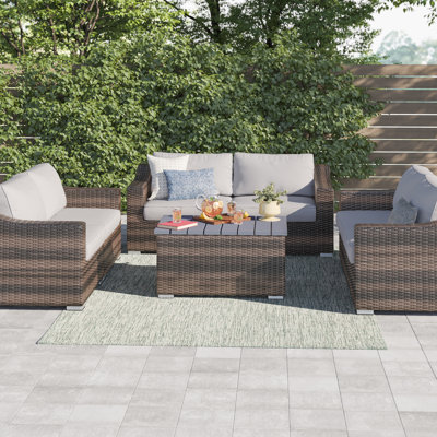 Dayse Fully Assembled 6 - Person Seating Group with Cushions | Convenient wicker patio sofa