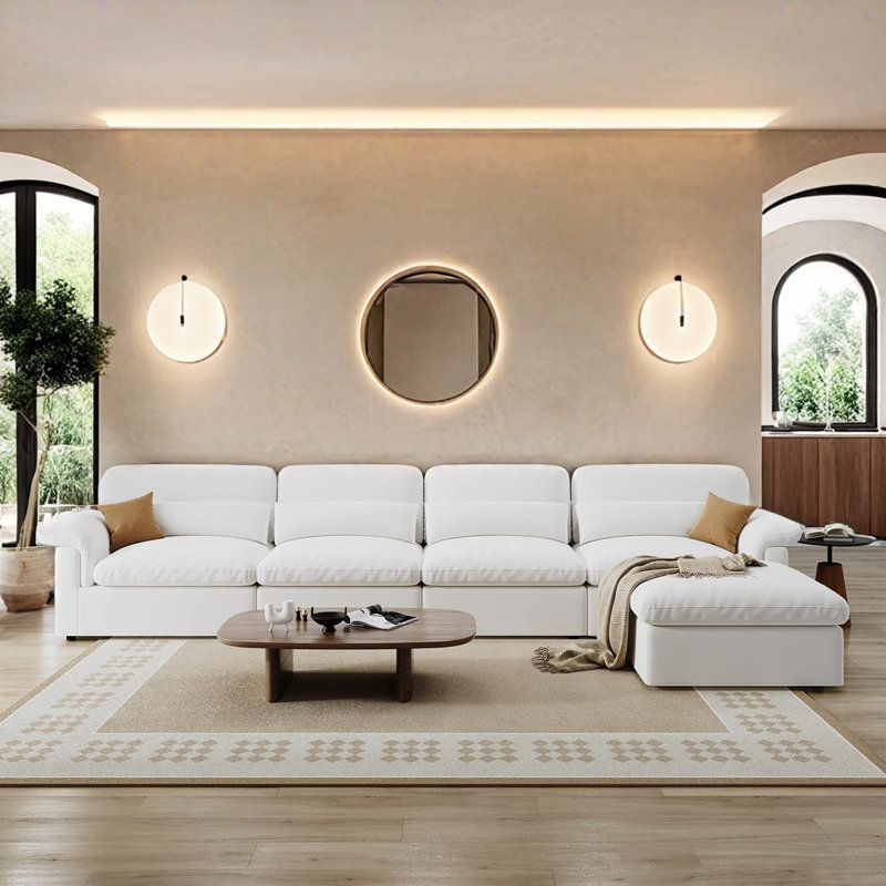 Canapé modulaire en forme de L avec housse amovible et lavable de 147 po