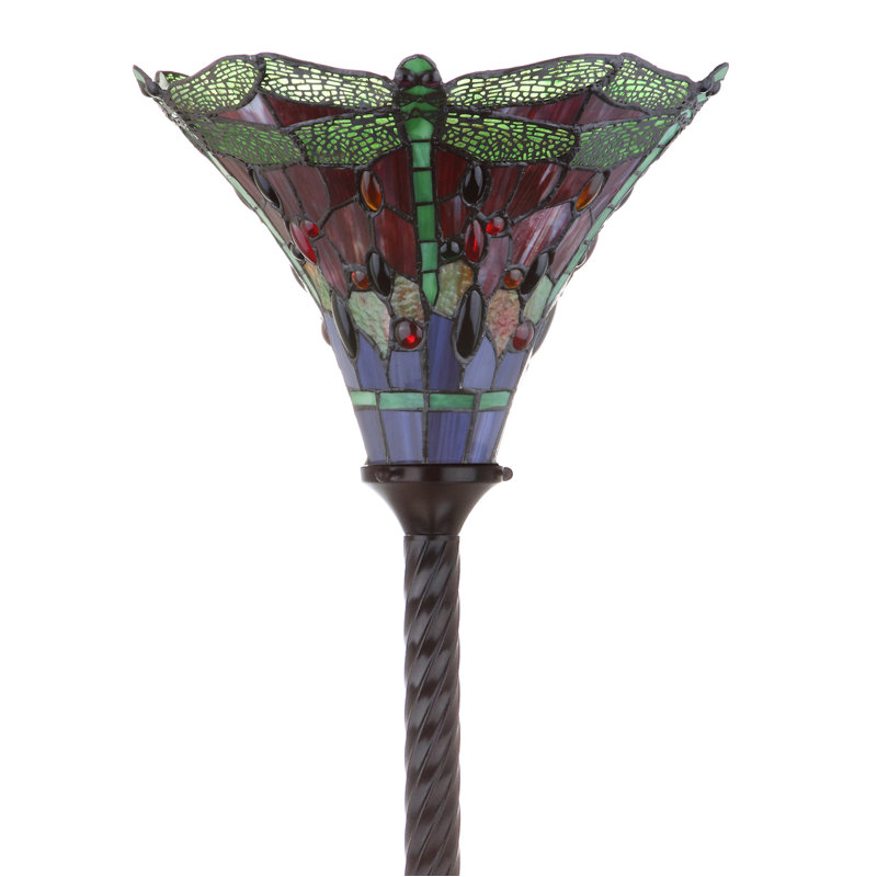 Ostlund 71'' Brown Torchiere Floor Lamp, Green